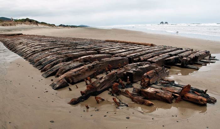 Remains of the Emily Reed Shipwreck, Rockaway Beach, Oregon