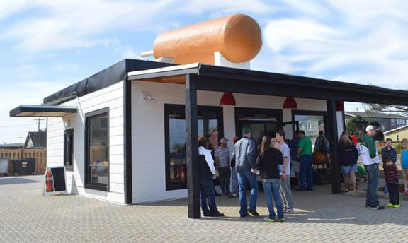 People ordering at Pronto Pup, Rockaway Beach