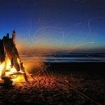 Bonfire at the beach, Rockaway Beach, Oregon