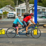 Riding a tandem bike in downtown Rockaway Beach.