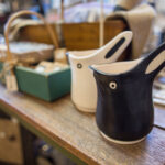 Bunny shaped mugs at Little White Church Antiques.